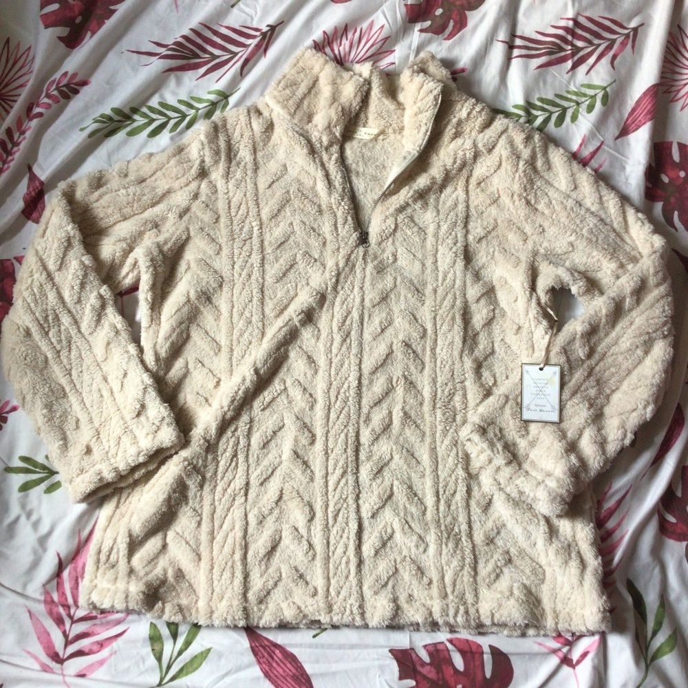 Cream Fuzzy Soft Quarter Zip